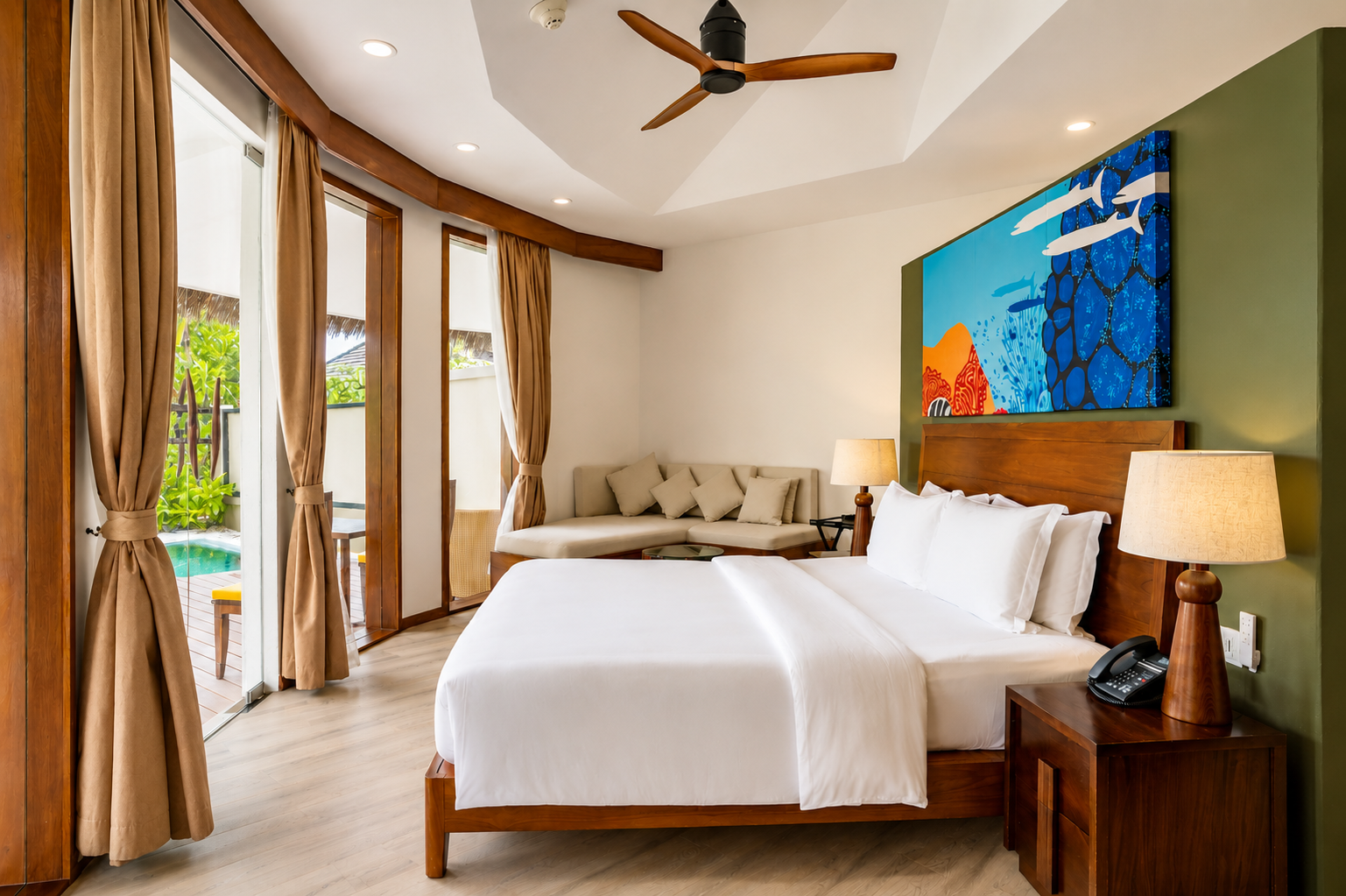 Velavaru Beachinfinity pool villa bed room
